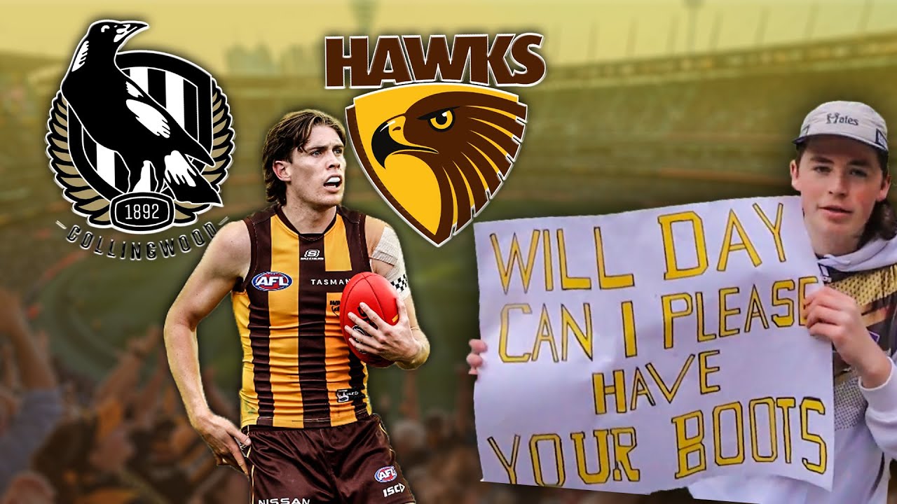 ASKING WILL DAY FOR HIS BOOTS!!! (JACK GINNIVAN GET'S THE LAST LAUGH) HAWTHORN VS COLLINGWOOD VLOG!!