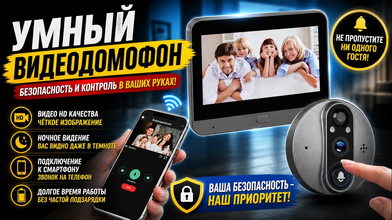 Беспроводной Wi-Fi видеодомофон дверной глазок Tuya Smart Video Doorbell ED-300PA