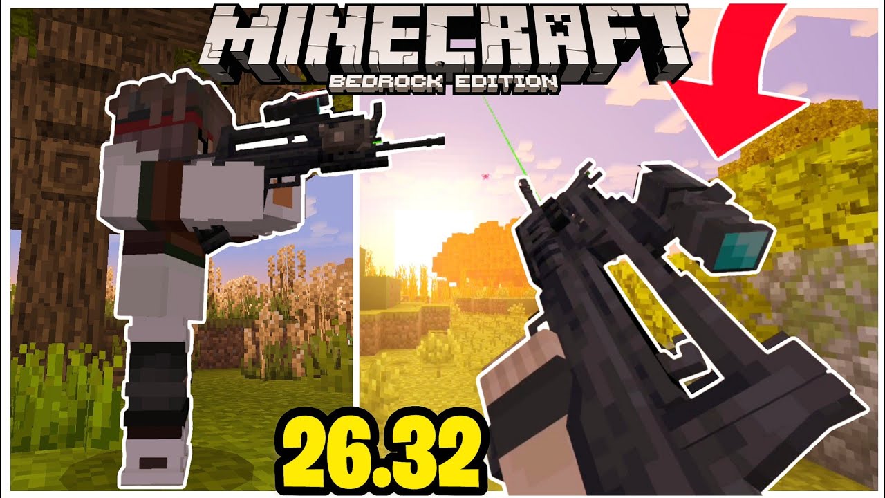 ✅El mejor addOn de armas para Minecraft Bedrock 26.32 