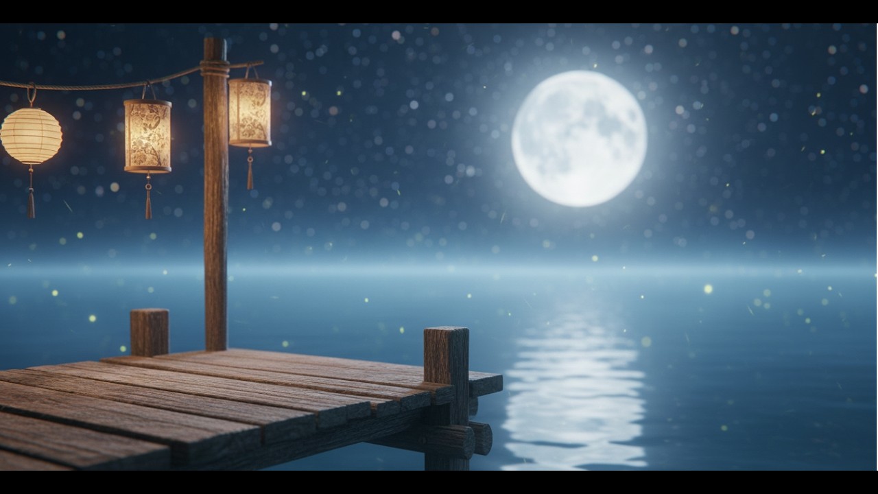 Moonlit Lake Night 🌙 Cozy Lantern Pier Ambience | Relaxing Music for Study, Sleep & Chill