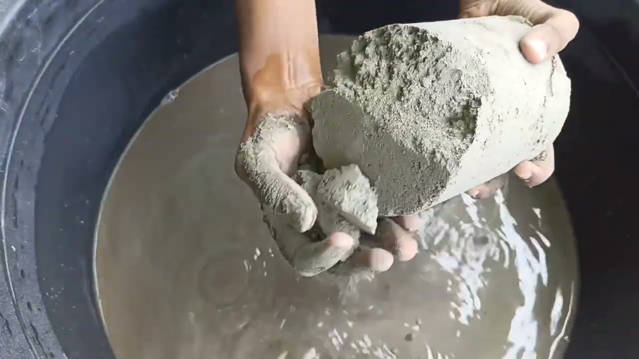 Pure cement crumbling 💦#asmr #asmrsounds #relaxing #satisfying #cement #water #bts #shortvideo 