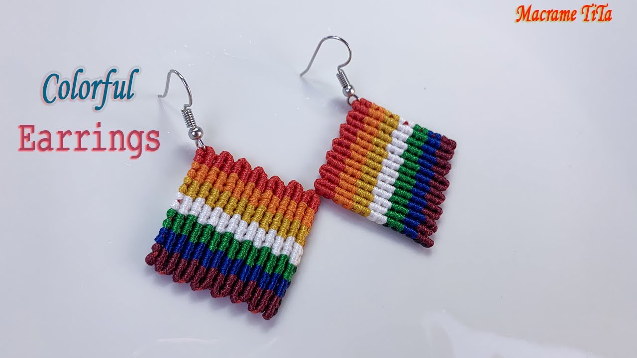 Macrame earrings tutorial | Colorful Macramé Earrings | Keychain