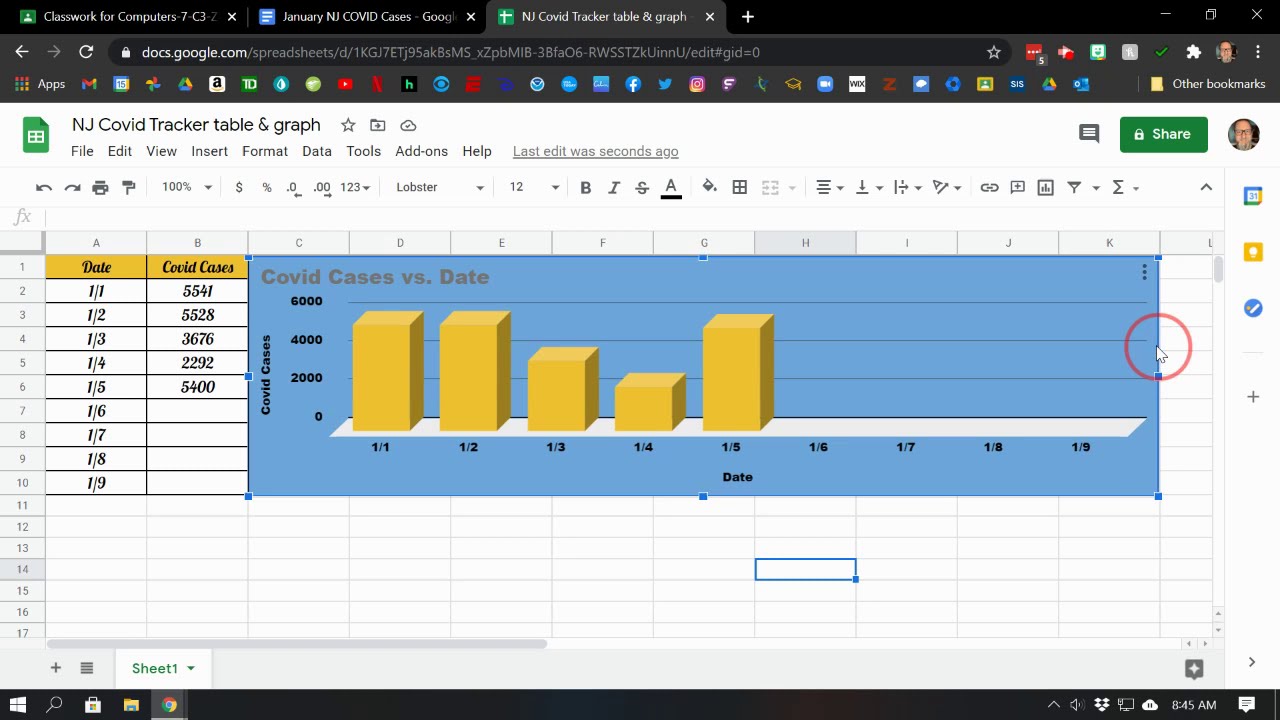 Google Sheets - Tables & Graphs