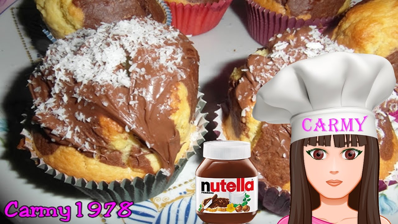 Ricetta muffin al cioccolato,cocco  e nutella