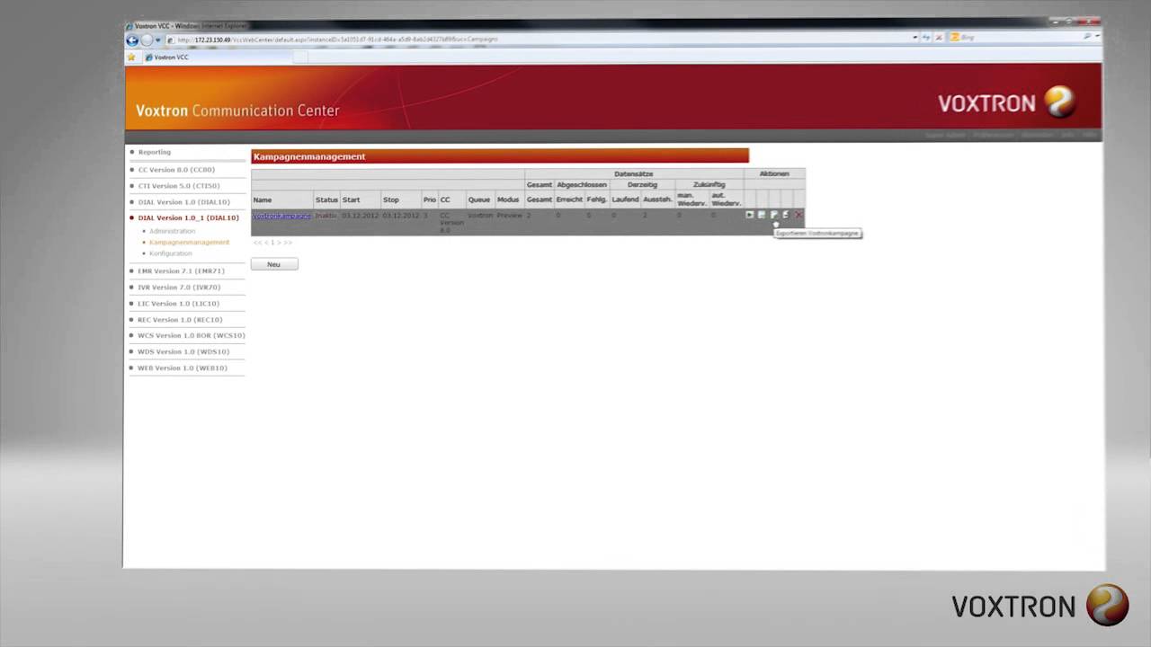 Voxtron Communication Center: Outbound-Modul