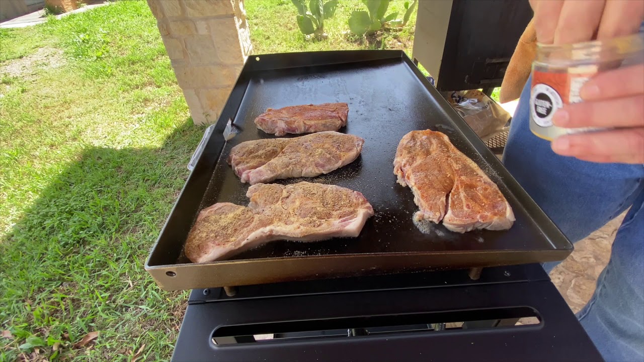 Griddle Pork Steaks Apr 2020 | Blackstone 28