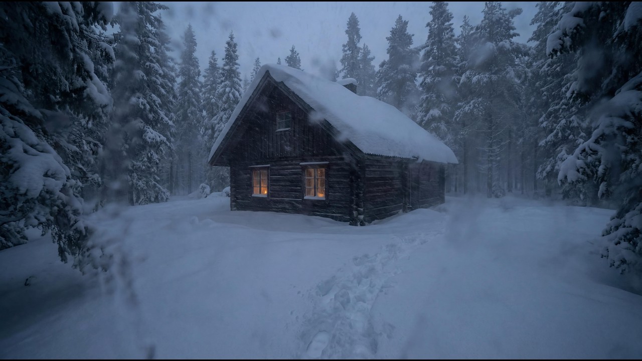 Safe from the Storm: Step Inside the Winter Refuge | 4K Snowstorm & Muffled Cabin Sounds