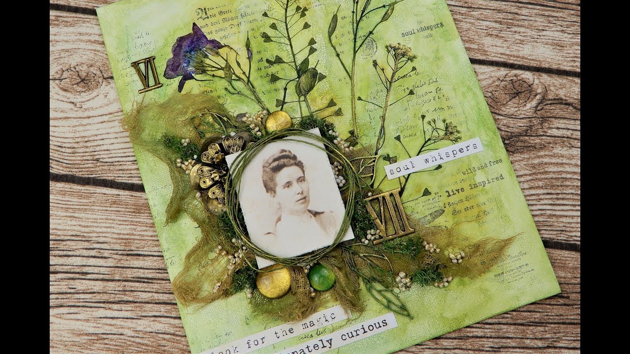 Mixed Media Canvas with dried flowers DT project for cre-artive corner