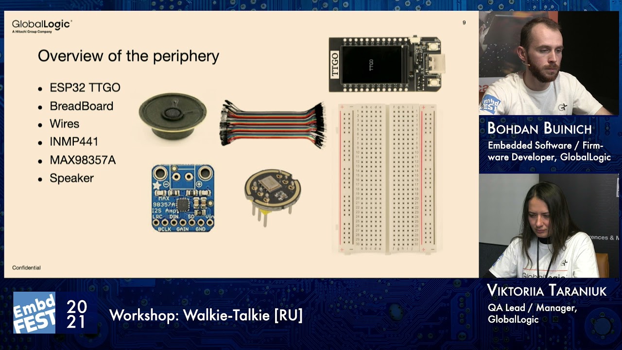Embedded Fest 2021. Workshop. Bohdan Buinich and Viktoriia Taraniuk. Walkie Talkie
