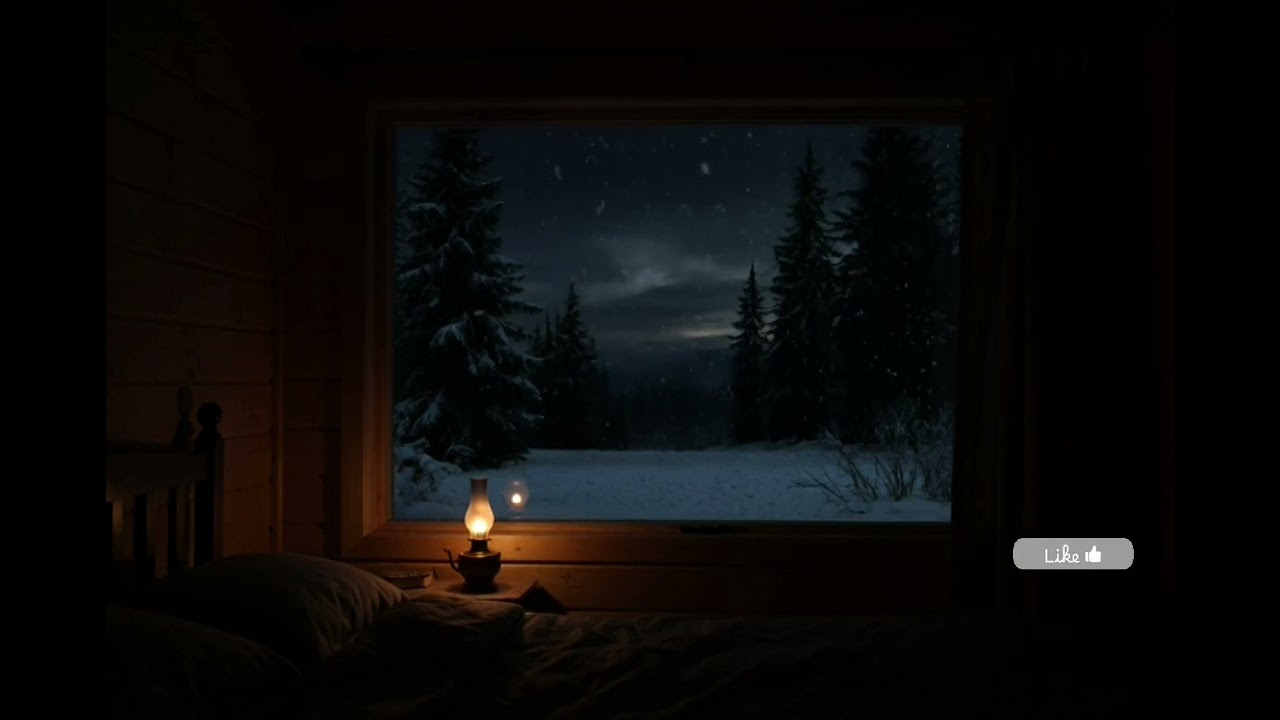 Cozy Cabin in Snowstorm Night ❄️ Fireplace Sounds for Deep Sleep • 6 Hour Relaxing Ambience