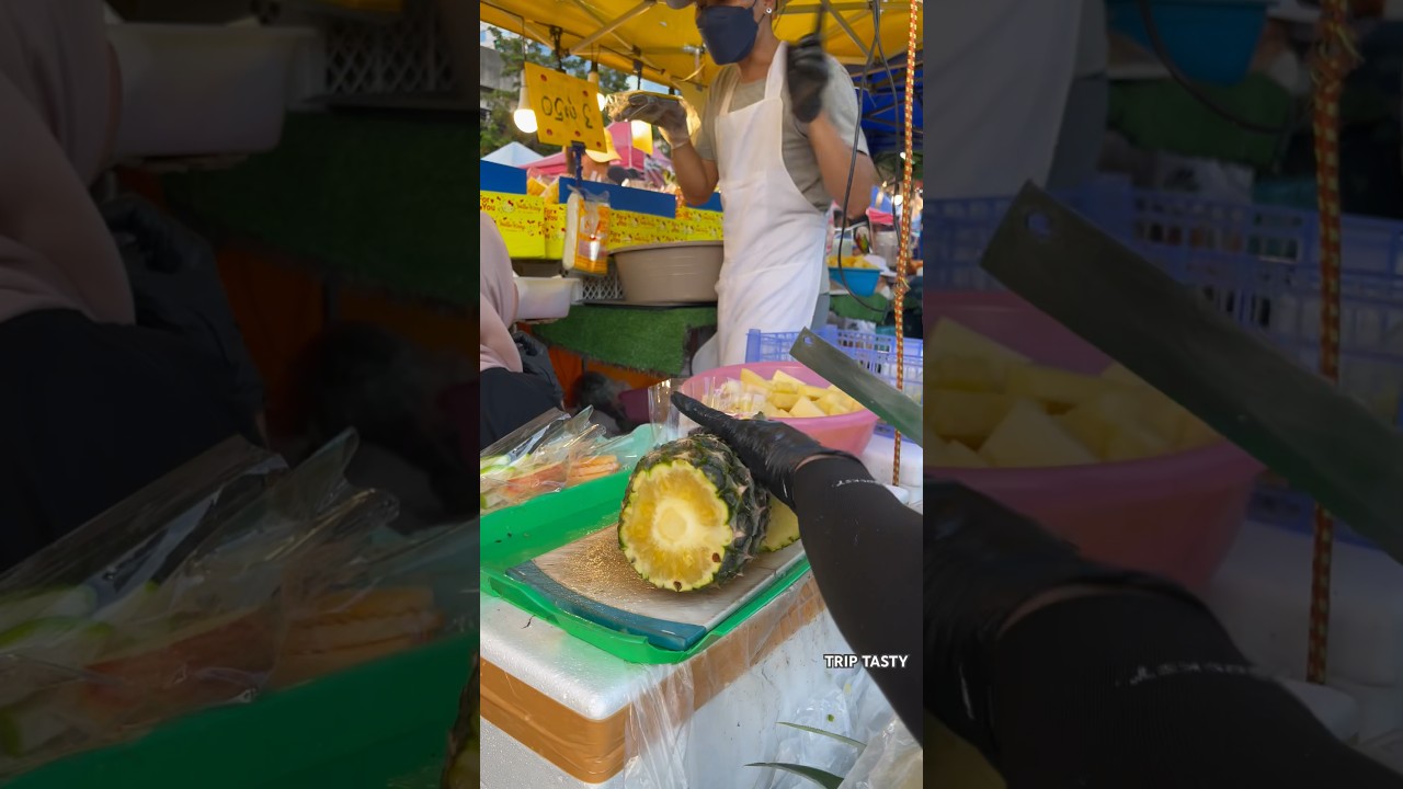 $1 Fresh Mini Pineapple- Fruit Cutting Skills