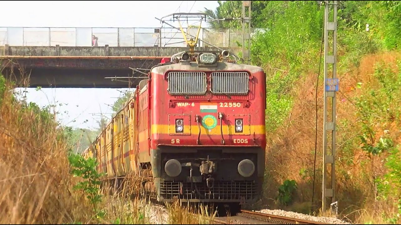 Konkan Railway: WAP-4 powered ICF trains at 110 kmph MPS!