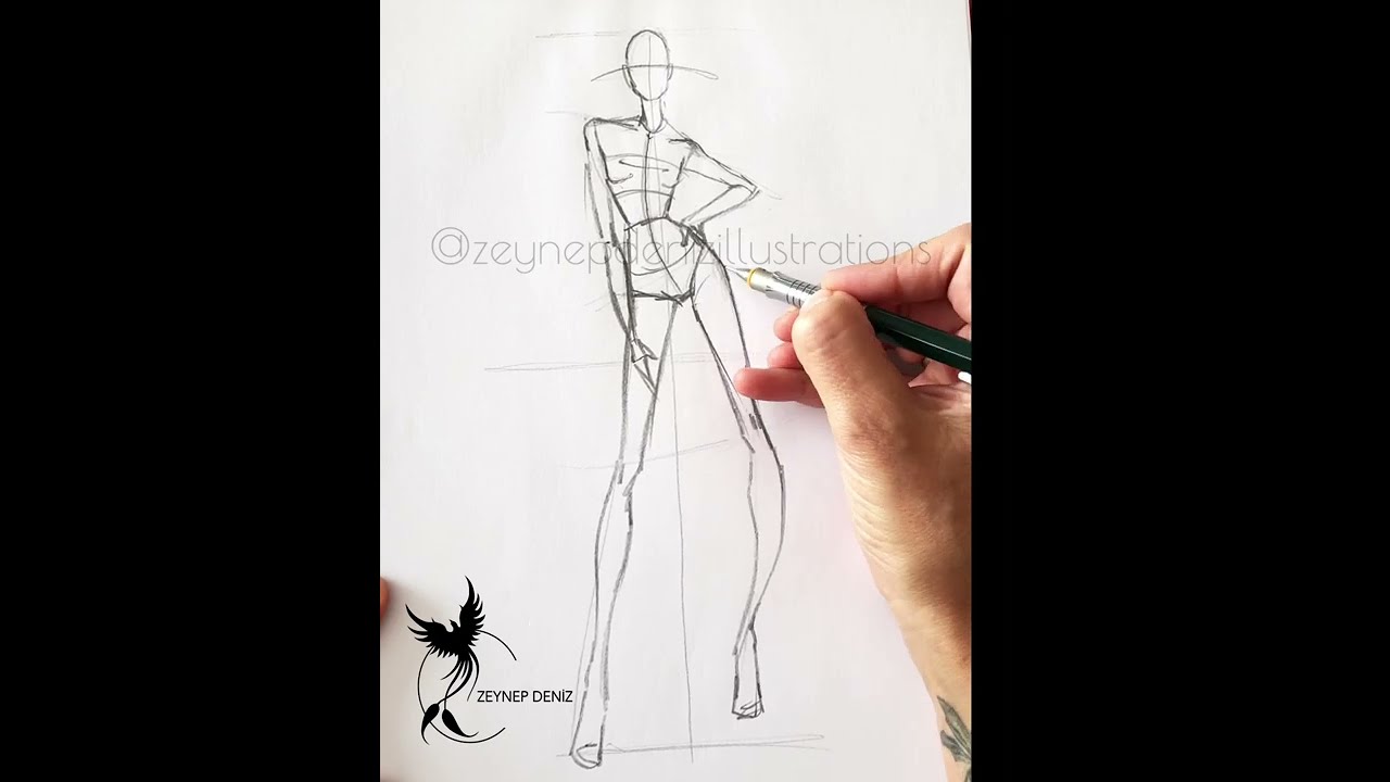 3:15 min fashion pose study-Fashion sketch tutorial by ZEYNEP DENIZ
