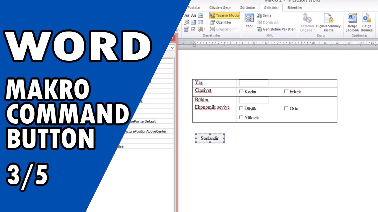 Word Makrolar | Komut Düğmesiyle Dosyayı Yeni Adla Kaydedip Kapatmak | 3. bölüm