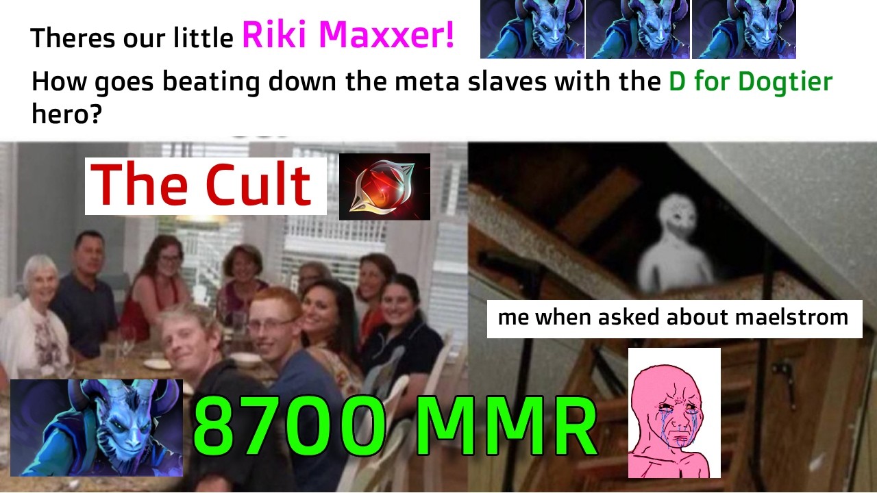 8700 MMR Riki - beating down carries with offlane riki if they don't give it up til they do.