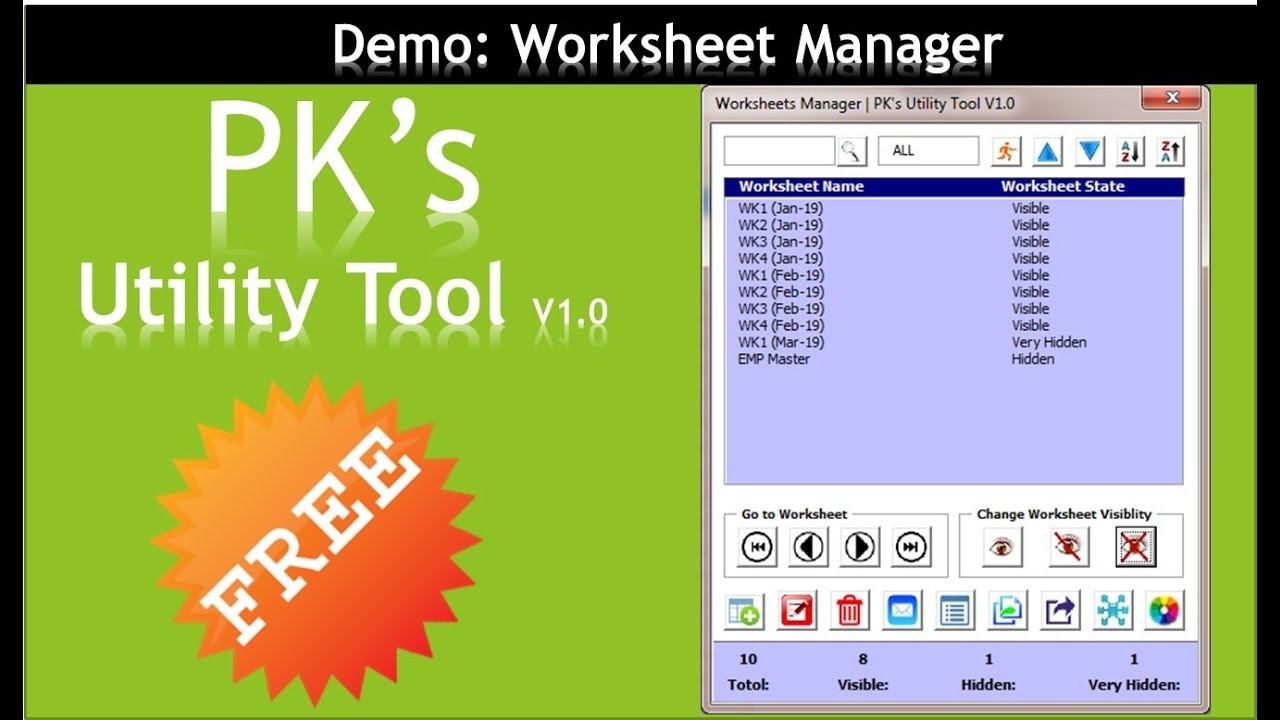 Demo: Worksheet Manager || PK's Utility Tool V1.0 || Free Available