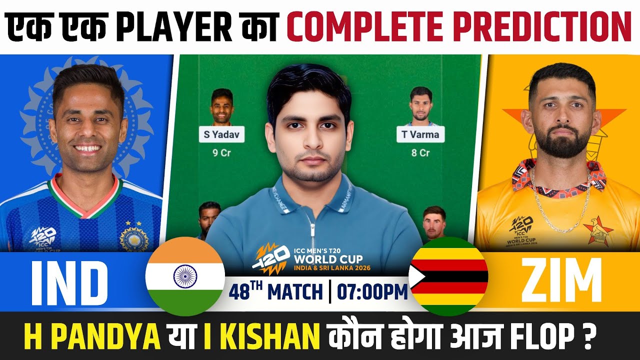 IND vs ZIM Dream Team, IND vs ZIM T20 World Cup Super-8 Match Prediction, IND vs ZIM T20 Dream Team