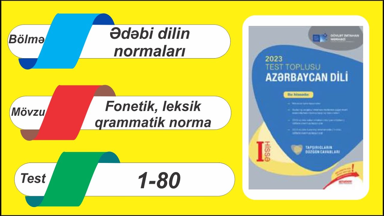 DİM Test toplusu 2023 II hissə / Fonetik, leksik, qrammatik norma / Bloka dəstək
