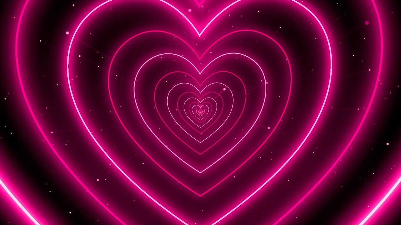 Pink Heart Background💖Neon Heart Tunnel Background | Heart Moving Background [2 Hours]