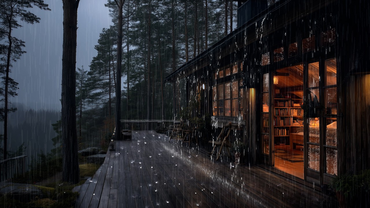 Rainy Night at a Cozy Forest Cabin 🌧️3 Hours Rain Sounds for Deep Sleep, Study & Relax | White Noise