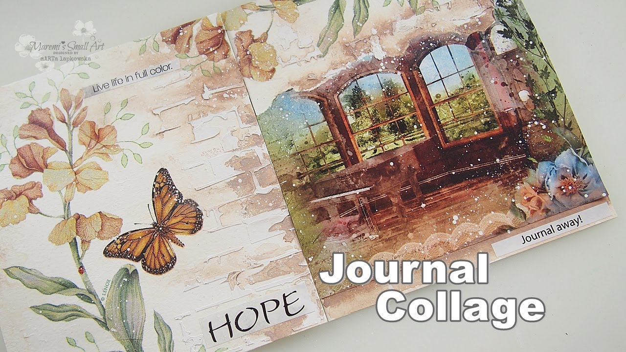 Using Napkin for Decoupage Collage Journal Page for a Subscriber #5  ♡ Maremi's Small Art ♡