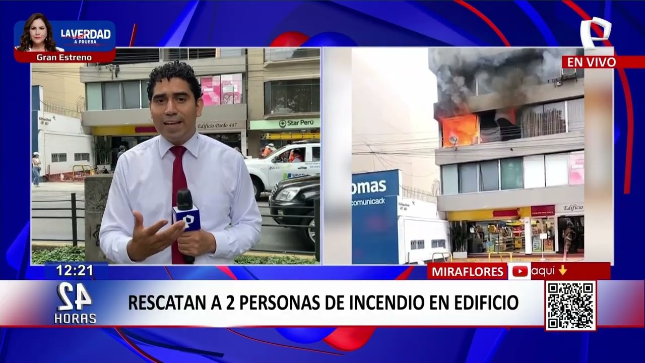 24Horas | Rescatan a dos personas de incendio en Miraflores