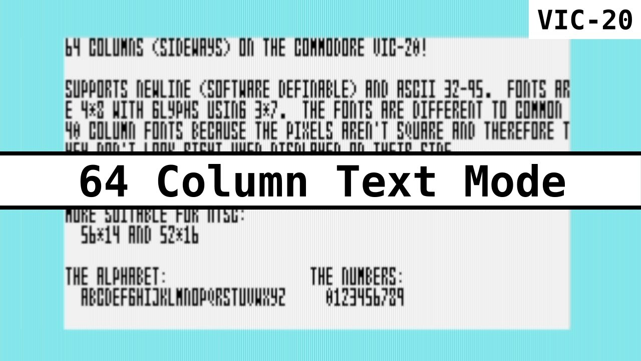 64 Column Text Mode on the VIC-20