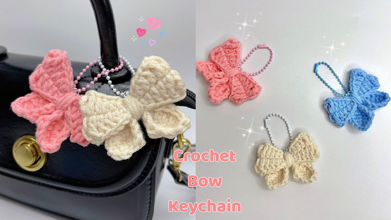 Crochet Bow Keychain 🎀 | Easy Crochet Ribbon | Móc Móc Khoá Nơ