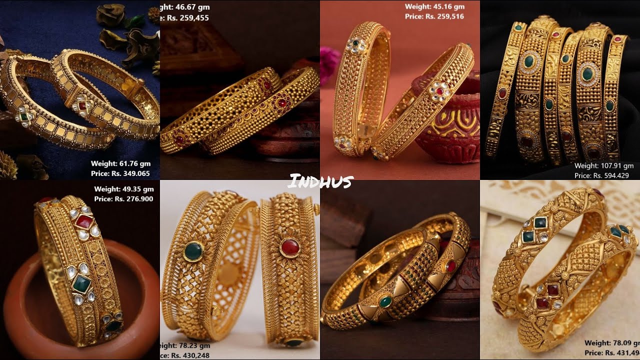 Latest Gold bangles designs 2021 with weight and price| gold Antique jewellery collection #Indhus