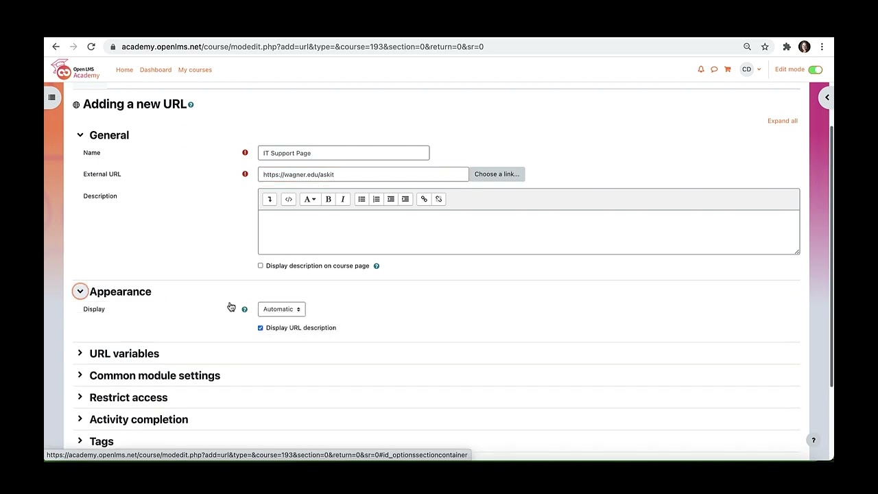 Moodle 4.0 Tutorial Videos-How to Use the URL Resource