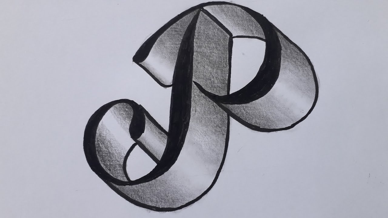 3d Drawing Letter P On Paper For Beginners / How To Write Easy Art With Marker And Pencil