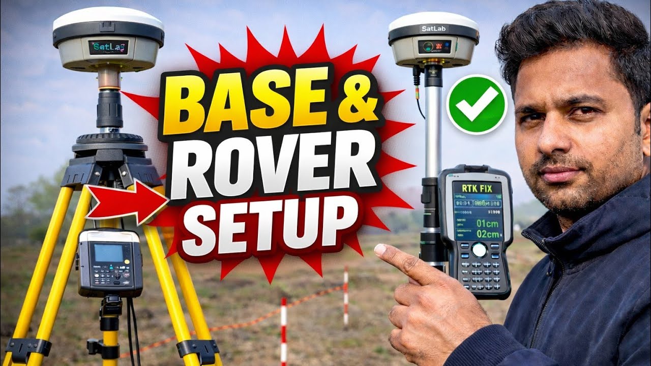 DGPS Base & Rover Setup on Tripod & Carbon Pole | RTK Field Practical | Hindi