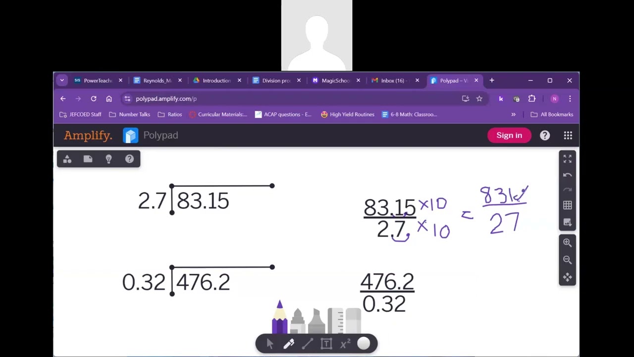 Long Division - Changing decimal divisors to whole numbers