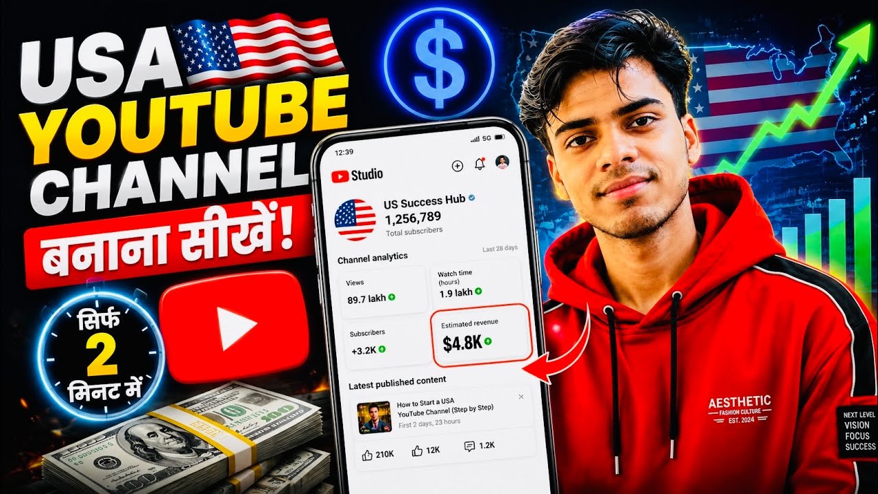 USA YouTube Channel Kaise Banaye || 2026 New Method | 🇺🇸 | USA Audience Dollar Earning Full Guide 