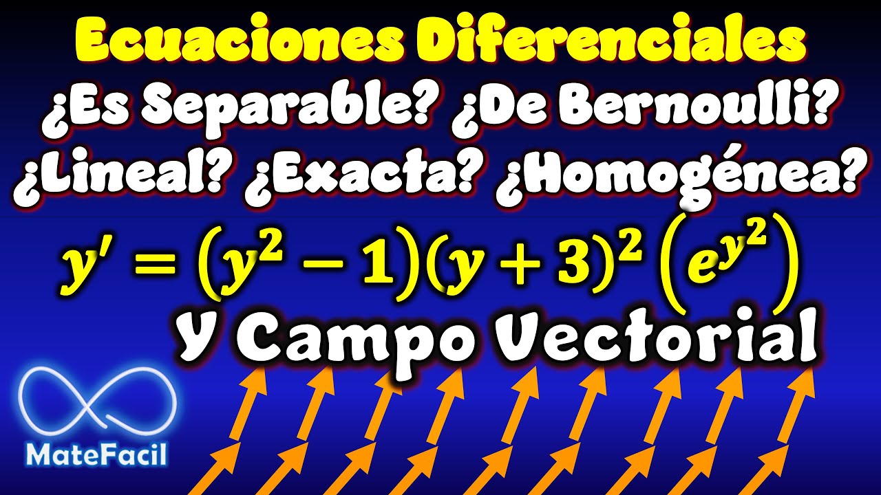 Ecuación Diferencial ¿Separable? ¿Lineal? ¿Bernoulli? ¿Exacta? (Y su campo de direcciones)