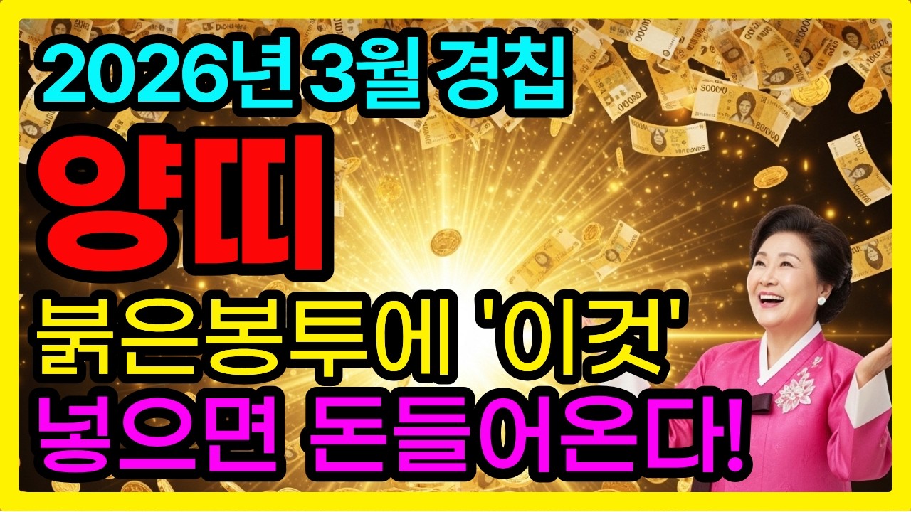 양띠 55·67·79·91년생만 모르는 비밀ㅣ경칩날 붉은 봉투에 이것 넣으면 2년 묶인 재물이 한꺼번에 터진다 55·67·79·91년생 천기누설