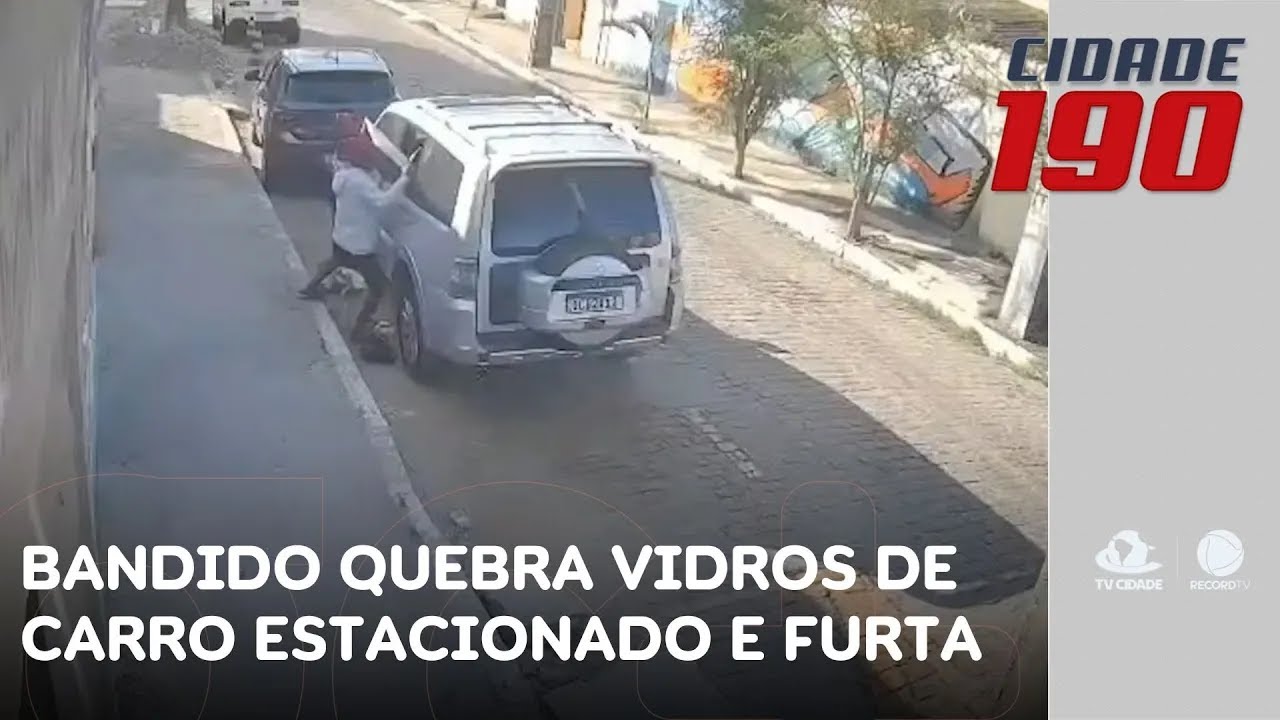 Bandido quebra vidros de carro estacionado e furta prancha de surfe | Cidade 190