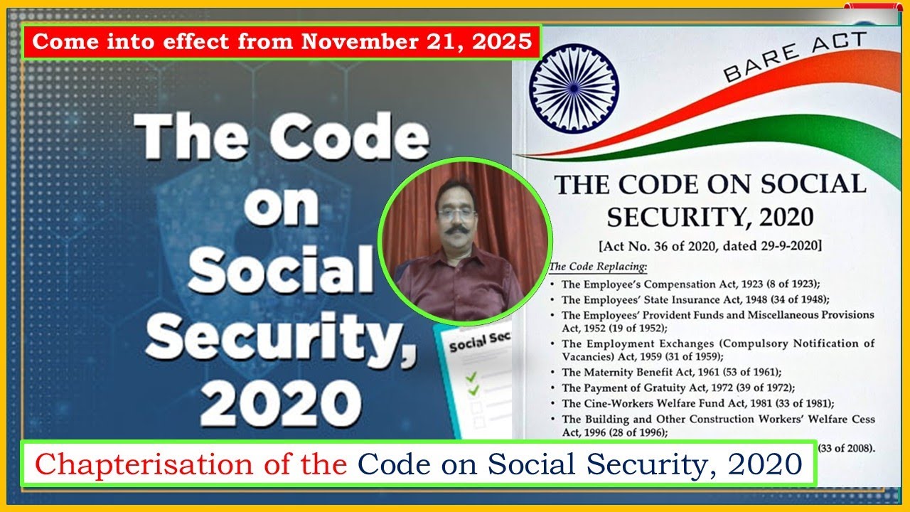 CoSS 2020 - #chapterisation of the #code on #social #security #2020 #esic #epfo #labour #law #upsc