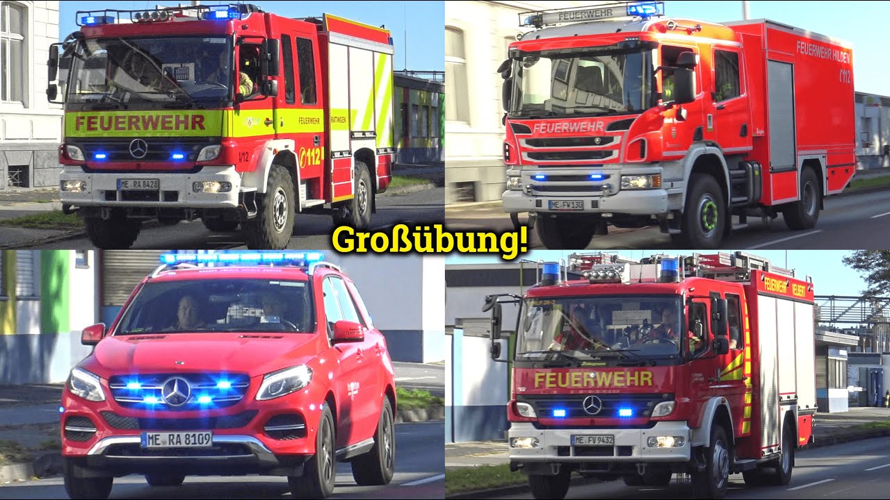 [Großübung in Hilden] - Einsatzfahrten der Feuerwehren Hilden, Ratingen, Velbert, Mettmann & DRK -