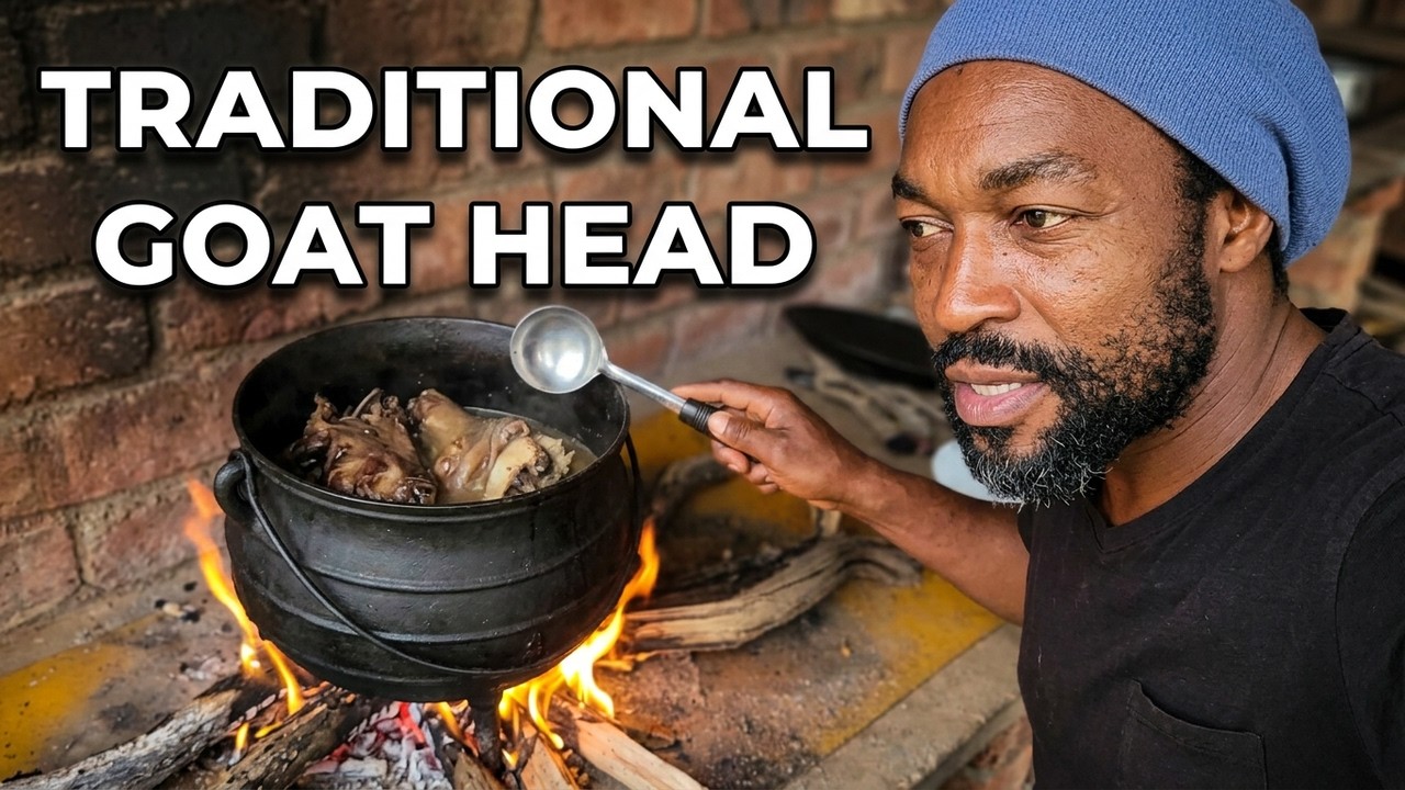 Namibian Goat Head Cooking Over Wood Fire | Traditional Homestead Food