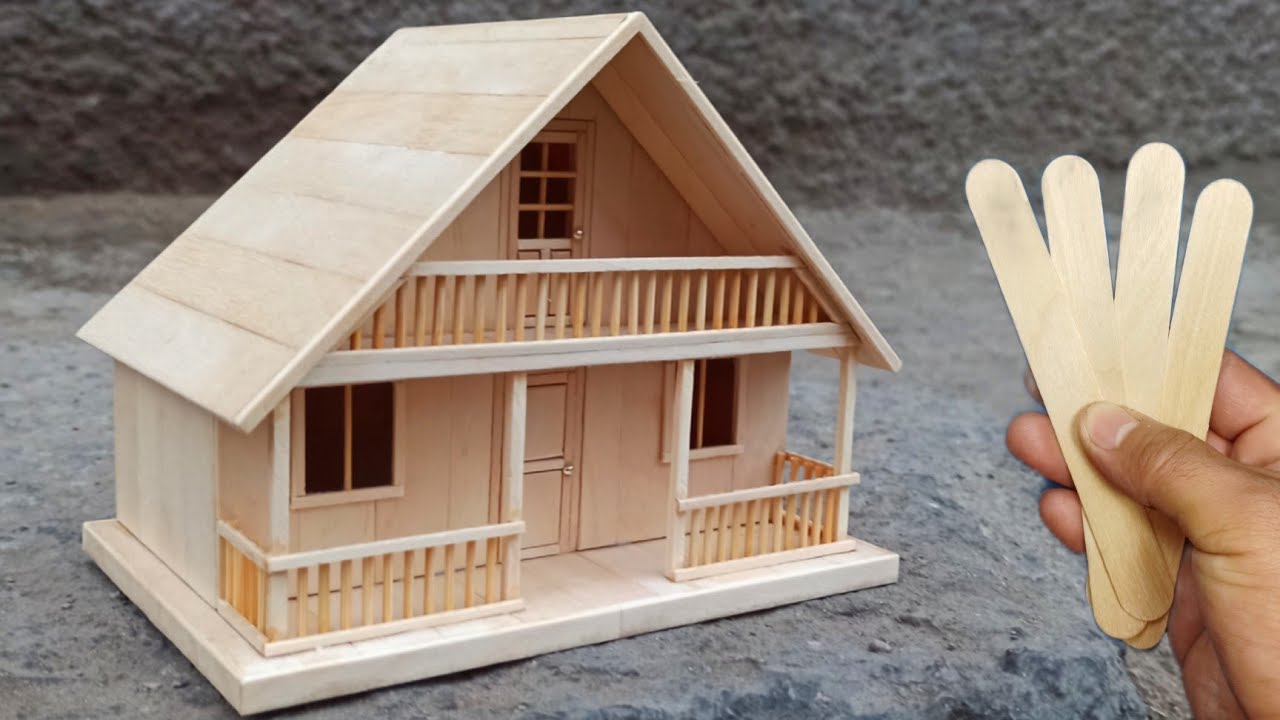 Como Construir Una Casa Con Palitos De Helado - Making a beautiful house from ice cream sticks