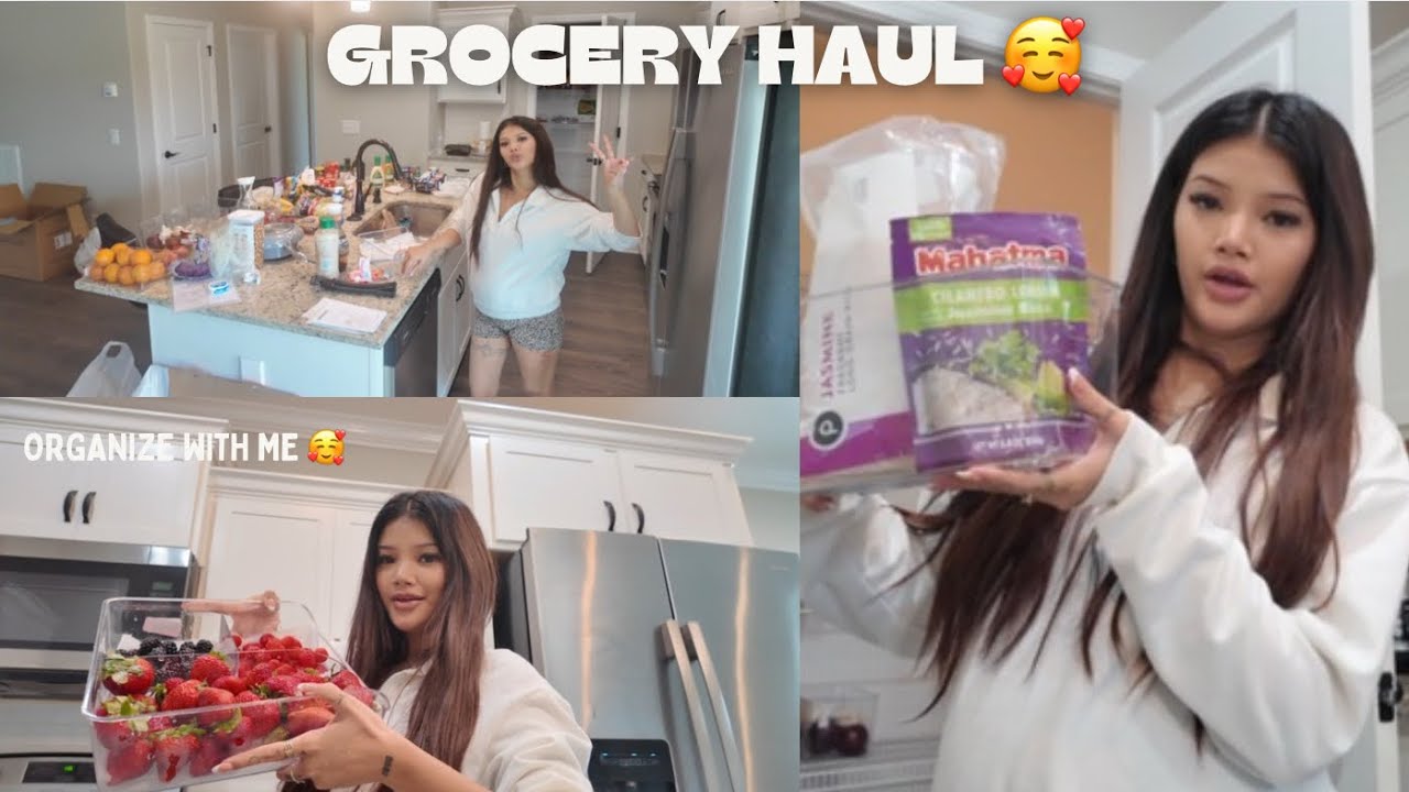 GROCERY HAUL & ORGANIZING OUR KITCHEN - LIFE IN AMERICA 🇺🇸 |ERICA AHERN