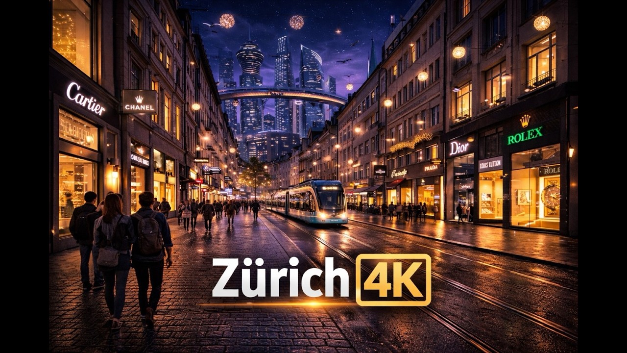 WALKING TOUR ZURICH 🇨🇭 AT NIGHT WITH DJI OSMO POCKET 3 📸 4K 30 FPS