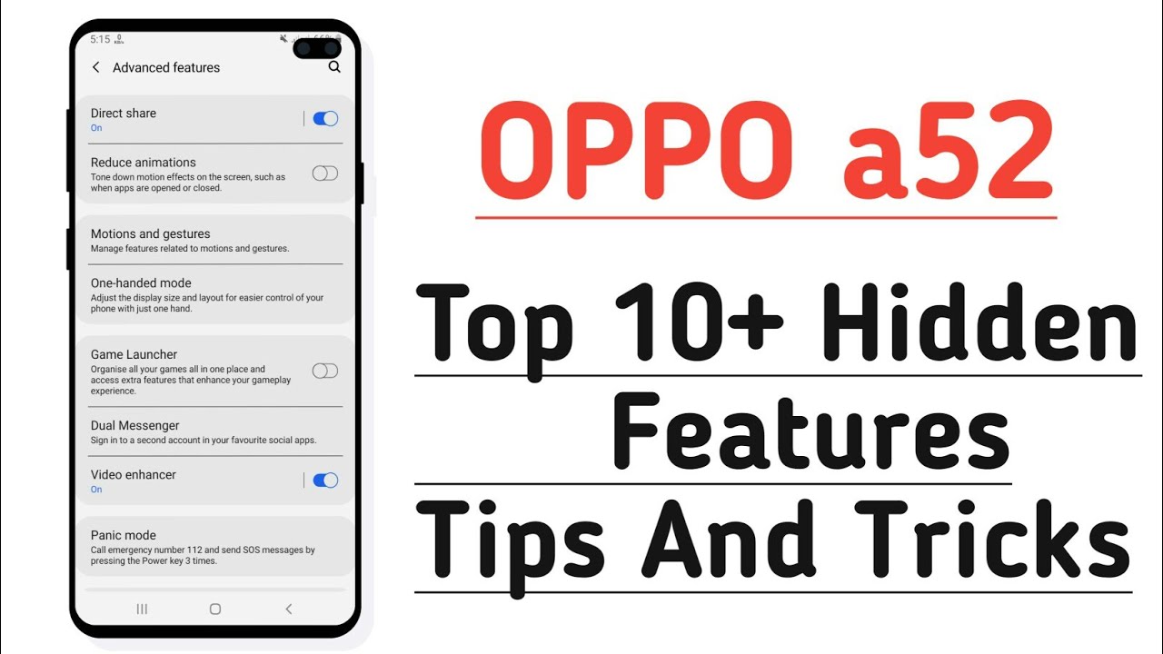 OPPO a52 Top 10+ Hidden Features Tips And Tricks
