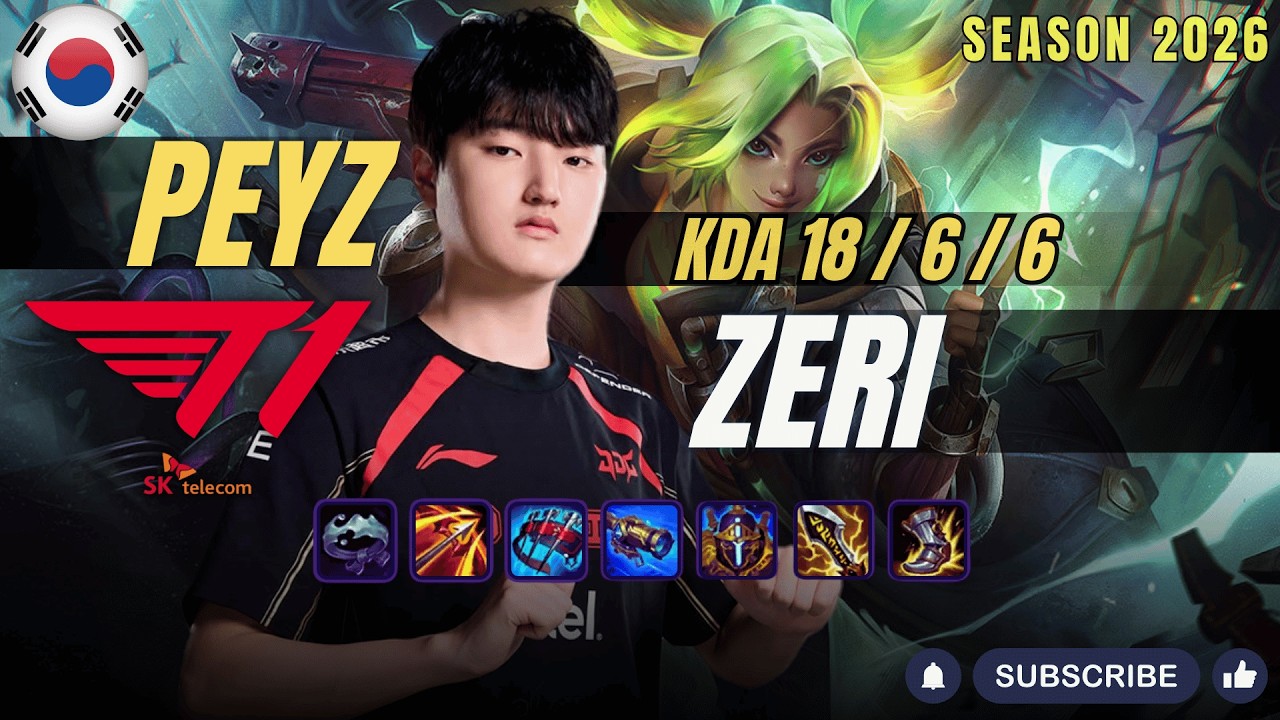 T1 Peyz ZERI vs KAI'SA ADC - Patch 26.5 KR Ranked | lolrec