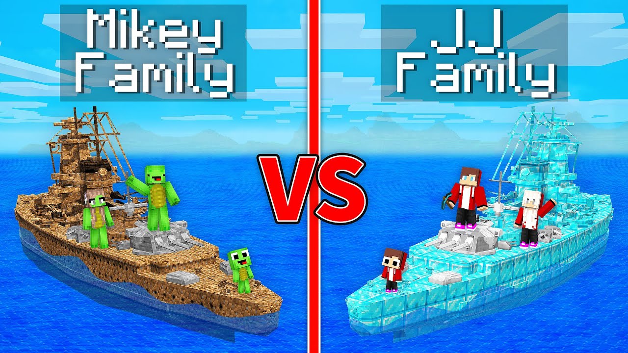 Mikey Family vs JJ Family MODERN SHIP Build Challenge in Minecraft (Maizen)
