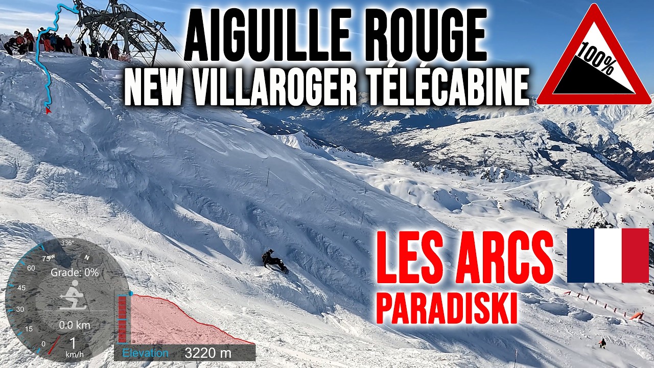 [4K] Skiing Les Arcs, 45° Tough Aiguille Rouge - New Villaroger Télécabine, France, GoPro HERO13