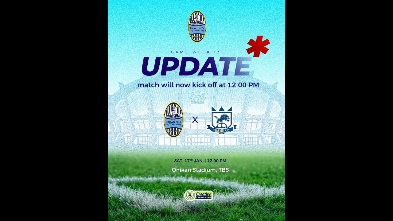 TCC LEAGUE  2025 - 2026 MATCH DAY 13:  BROAD CITY vs IGANMU TIGERS