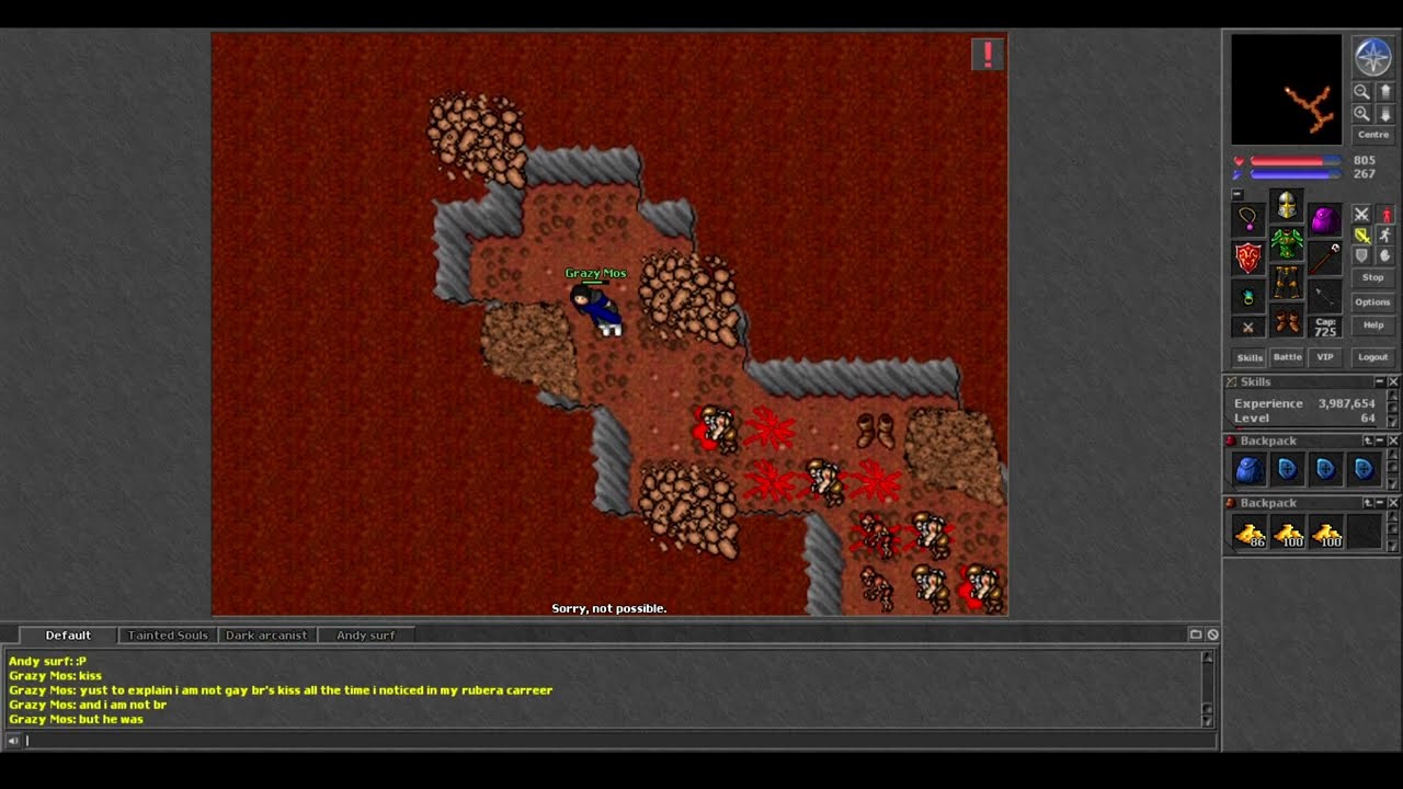Old Tibia - EK hunting in Dwarf Mines (Rubera 2005 7.4)