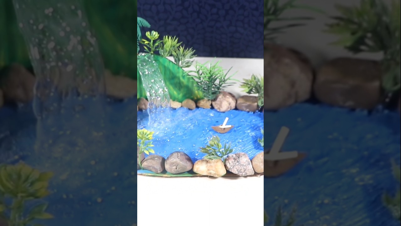 Diy waterfall from hot glue gun. Gk craftb #diy #craft #waterfall #hotgluecraft #showpiece #homedec